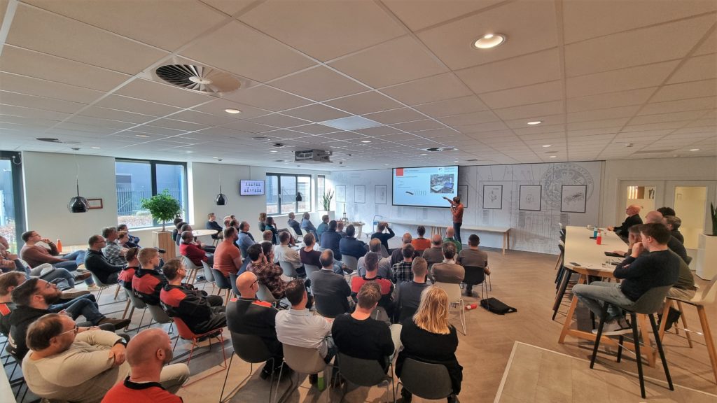 employees listening to presentation